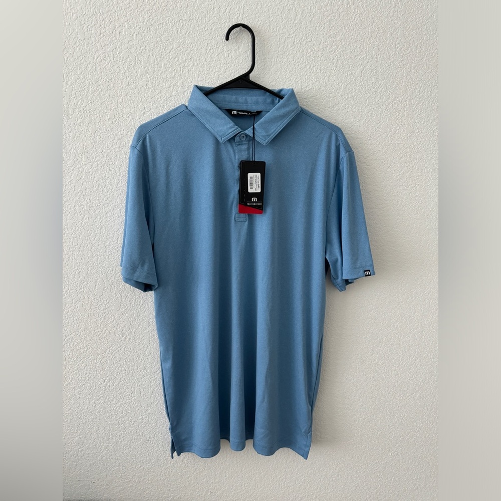 Travis Mathew Coto Performance Polo, Brilliant Blue Heather size L